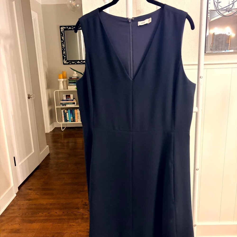 Vince Sleeveless V-Neck A-Line Midi Cocktail Dress Size 12